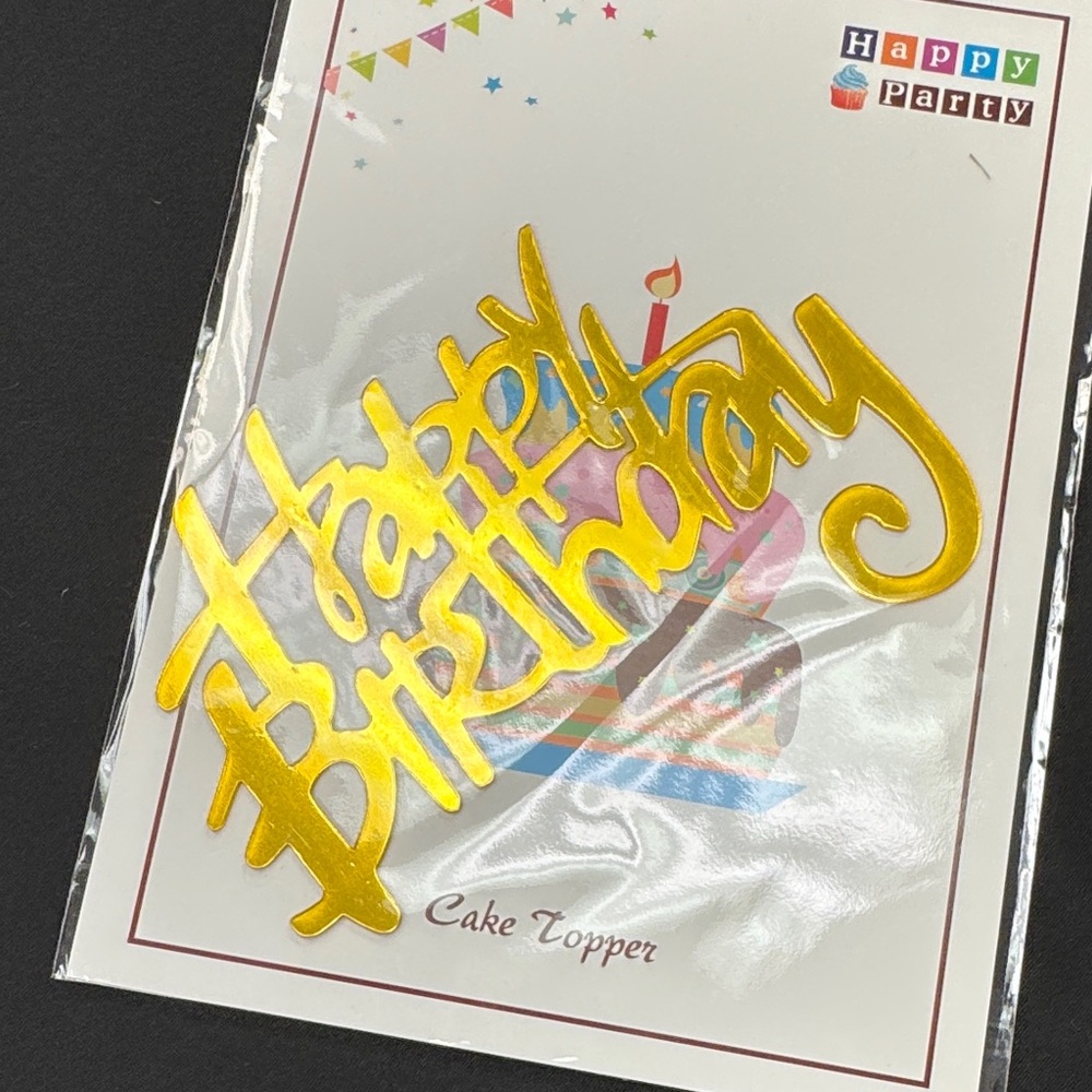 Happy Birthday Gold Cake Topper new in excellent condition